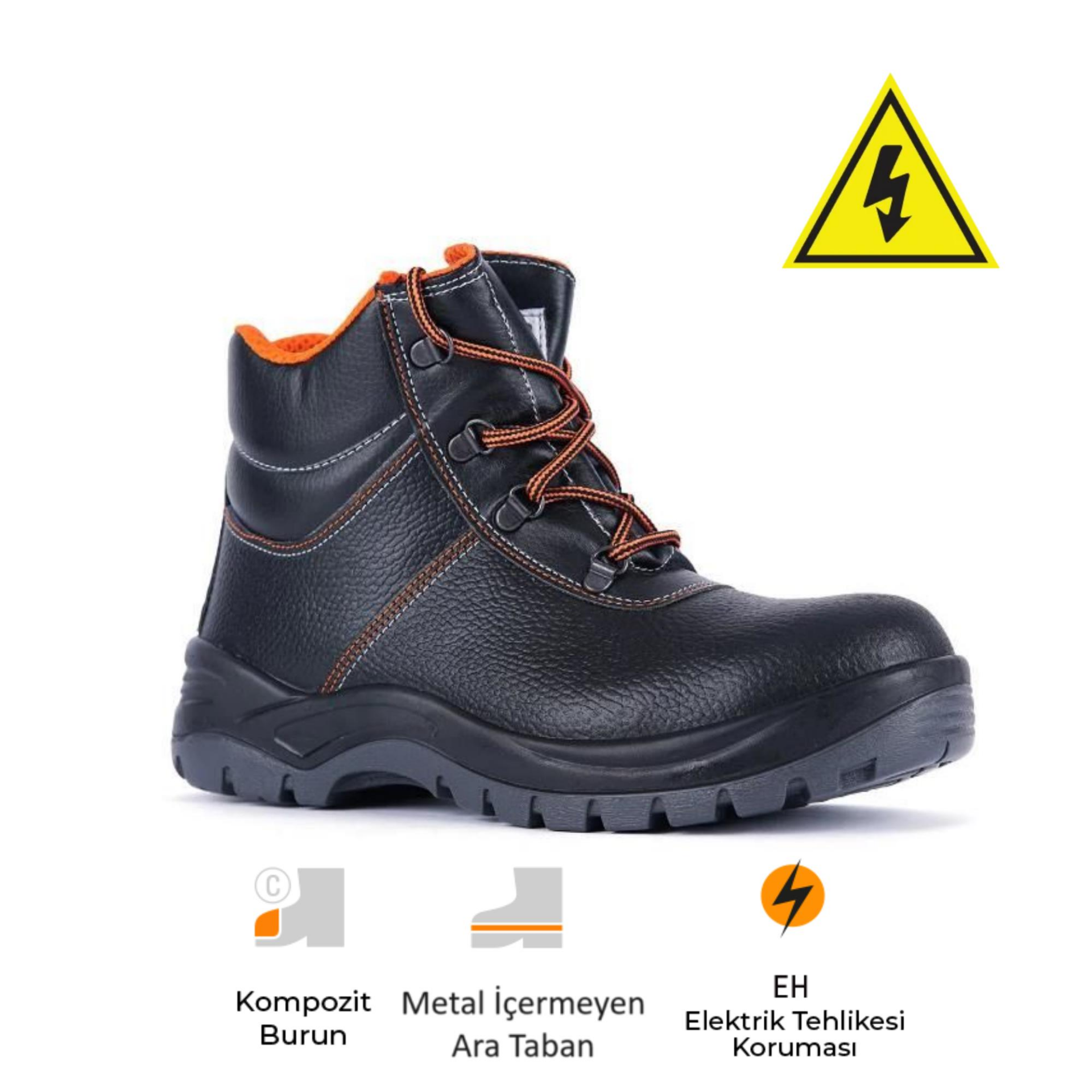 Mekap Pro Policap 023 S3 SRC Baskılı Deri Elektrikçi Fiberglass Burun Kevlar Ara Taban İş Botu