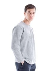 SafeSawa Regular Basic Uzun Kol Bisiklet Yaka T-Shirt Gri