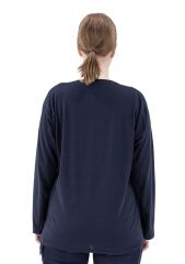 SafeSawa Regular Basic Uzun Kol Bisiklet Yaka T-Shirt Lacivert