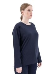 SafeSawa Regular Basic Uzun Kol Bisiklet Yaka T-Shirt Lacivert
