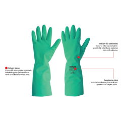 Starline STL-1813 Kimyasal Nitril Eldiven Kalınlık : 0,45mm Uzunluk : 330mm EN388-4101X EN ISO 374-1 AJKLMNOPT EN374-5