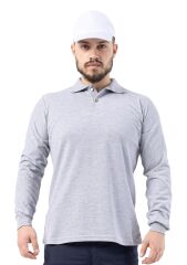 SafeSawa Regular Polo Pike Uzun Kol T-Shirt Gri