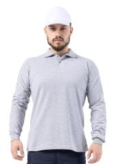 SafeSawa Regular Polo Pike Uzun Kol T-Shirt Gri