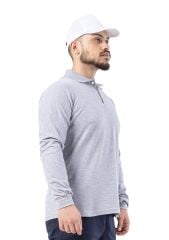 SafeSawa Regular Polo Pike Uzun Kol T-Shirt Gri