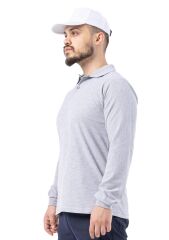 SafeSawa Regular Polo Pike Uzun Kol T-Shirt Gri