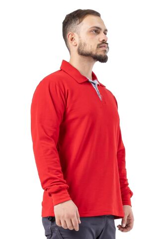 SafeSawa Regular Polo Pike Uzun Kol T-Shirt Kırmızı