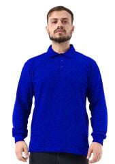 SafeSawa Regular Polo Pike Uzun Kol T-Shirt Saks Mavi