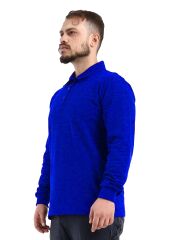 SafeSawa Regular Polo Pike Uzun Kol T-Shirt Saks Mavi