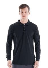SafeSawa Regular Polo Pike Uzun Kol T-Shirt Siyah