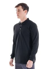 SafeSawa Regular Polo Pike Uzun Kol T-Shirt Siyah