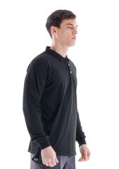 SafeSawa Regular Polo Pike Uzun Kol T-Shirt Siyah