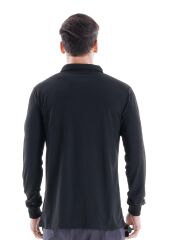 SafeSawa Regular Polo Pike Uzun Kol T-Shirt Siyah