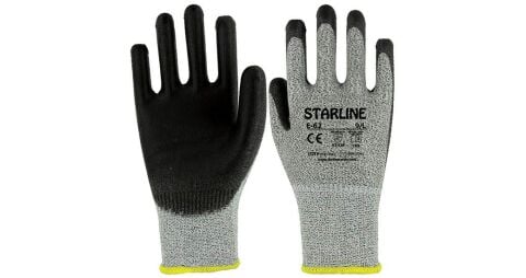 Starline E-62 1/2 PU (Poliüretan) Kaplı Dikişsiz Cam Elyaf ve Naylon Astarlı B Kesilmez Eldiven EN388-4X42B