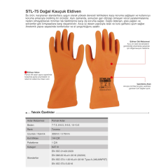Starline STL-75 Doğal Kauçuk Kimyasal Eldiven  Kalınlık : 075mm Uzunluk : 300mm EN388-2020X EN ISO 374-1 AKLMNPST EN374-5