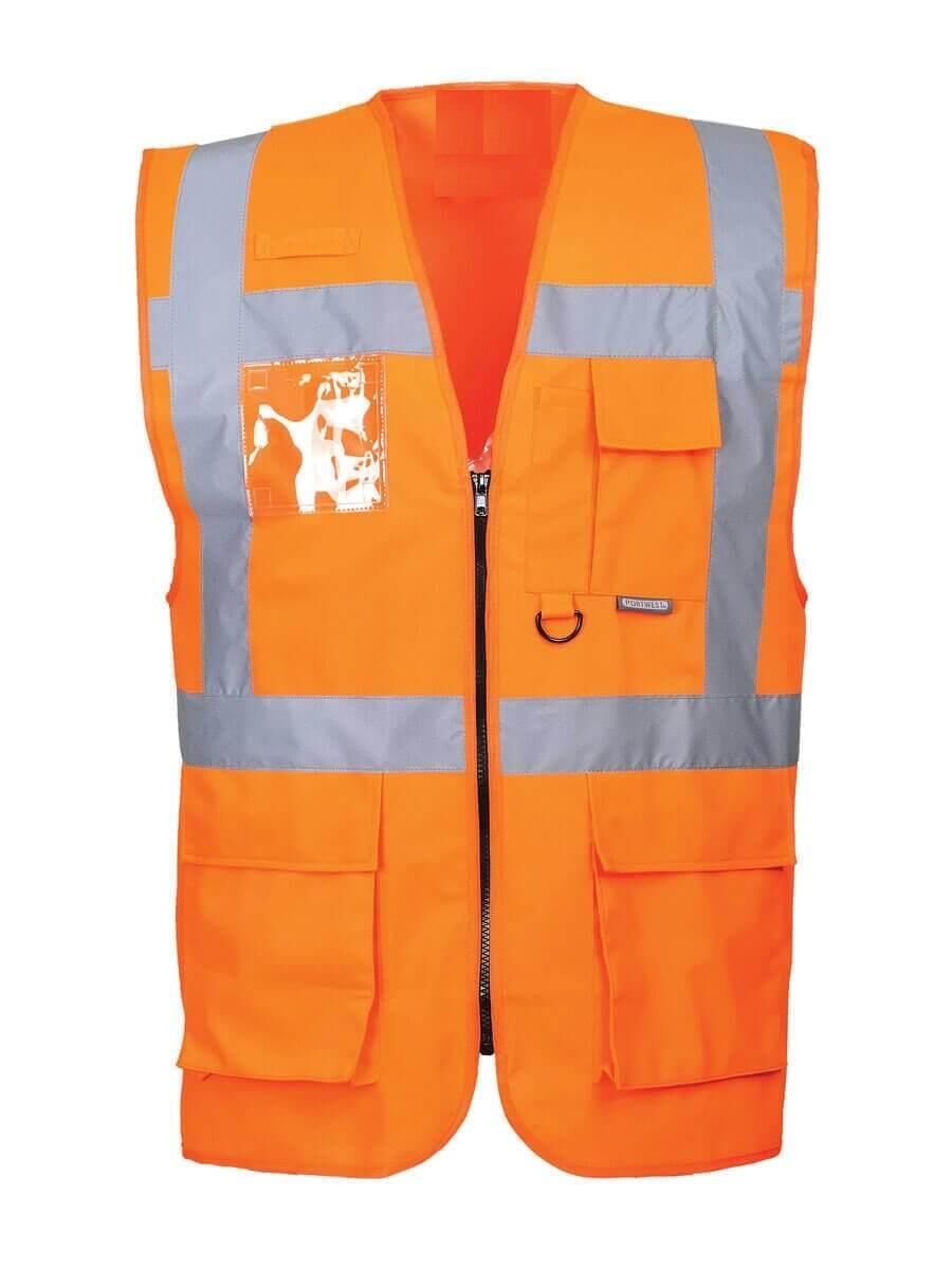 Turuncu Hi-Vis Reflektörlü Mühendis İkaz Yeleği
