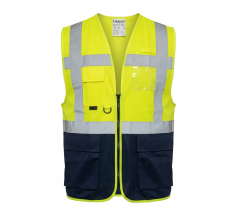 Uniwest UW-211 Reflektörlü Yönetici Mühendis Yeleği Sarı Lacivert 125 Gr