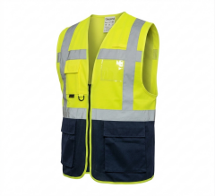Uniwest UW-211 Reflektörlü Yönetici Mühendis Yeleği Sarı Lacivert 125 Gr