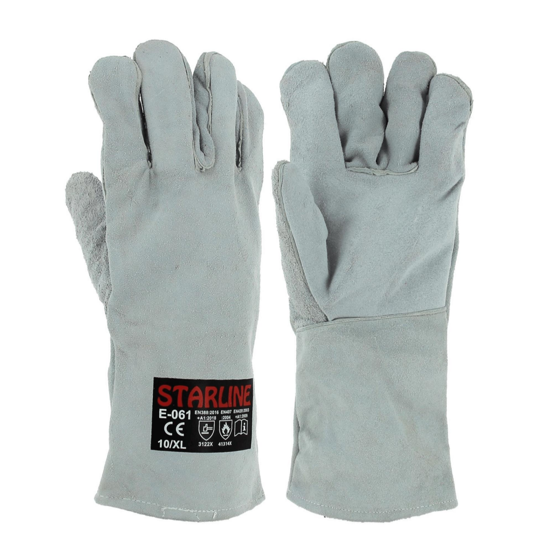 Starline E-061 100° Isı Temasına Dayanıklı Deri Eldiven Gri EN388-3122X EN407-41314X