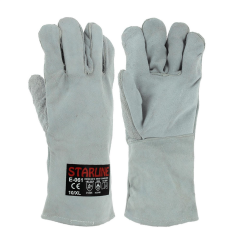 Starline E-061 100° Isı Temasına Dayanıklı Deri Eldiven Gri EN388-3122X EN407-41314X