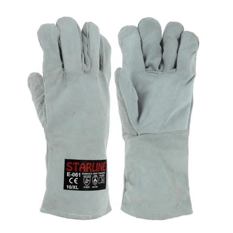Starline E-061 100° Isı Temasına Dayanıklı Deri Eldiven Gri EN388-3122X EN407-41314X