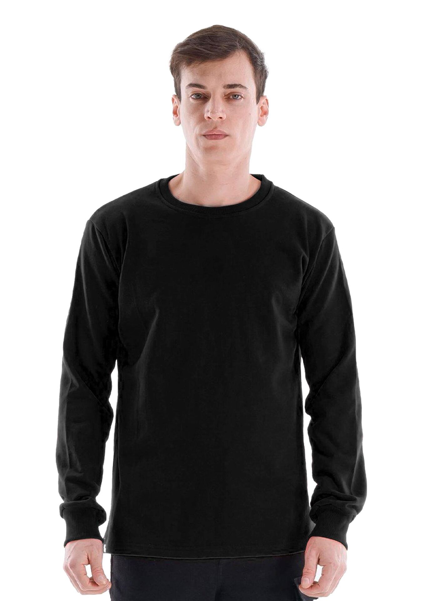 SafeSawa Regular Bisiklet Yaka Sweatshirt Siyah