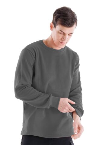 SafeSawa Regular Bisiklet Yaka Sweatshirt Antrasit