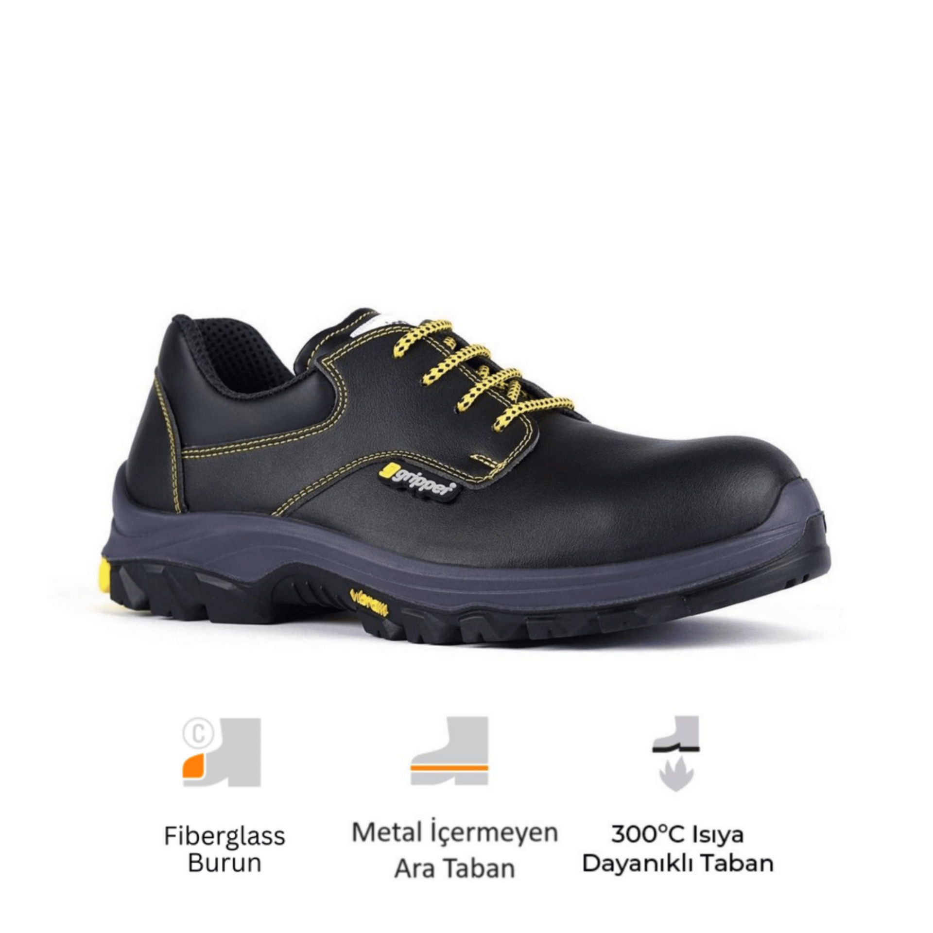 Mekap Gripper Basic GPR-14 S3 SRC HRO Vibram Taban Vidala Deri Fiberglass Burun Kevlar Ara Taban İş Ayakkabısı