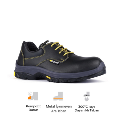 Mekap Gripper Basic GPR-14 S3 SRC HRO Vibram Taban Vidala Deri Fiberglass Burun Kevlar Ara Taban İş Ayakkabısı