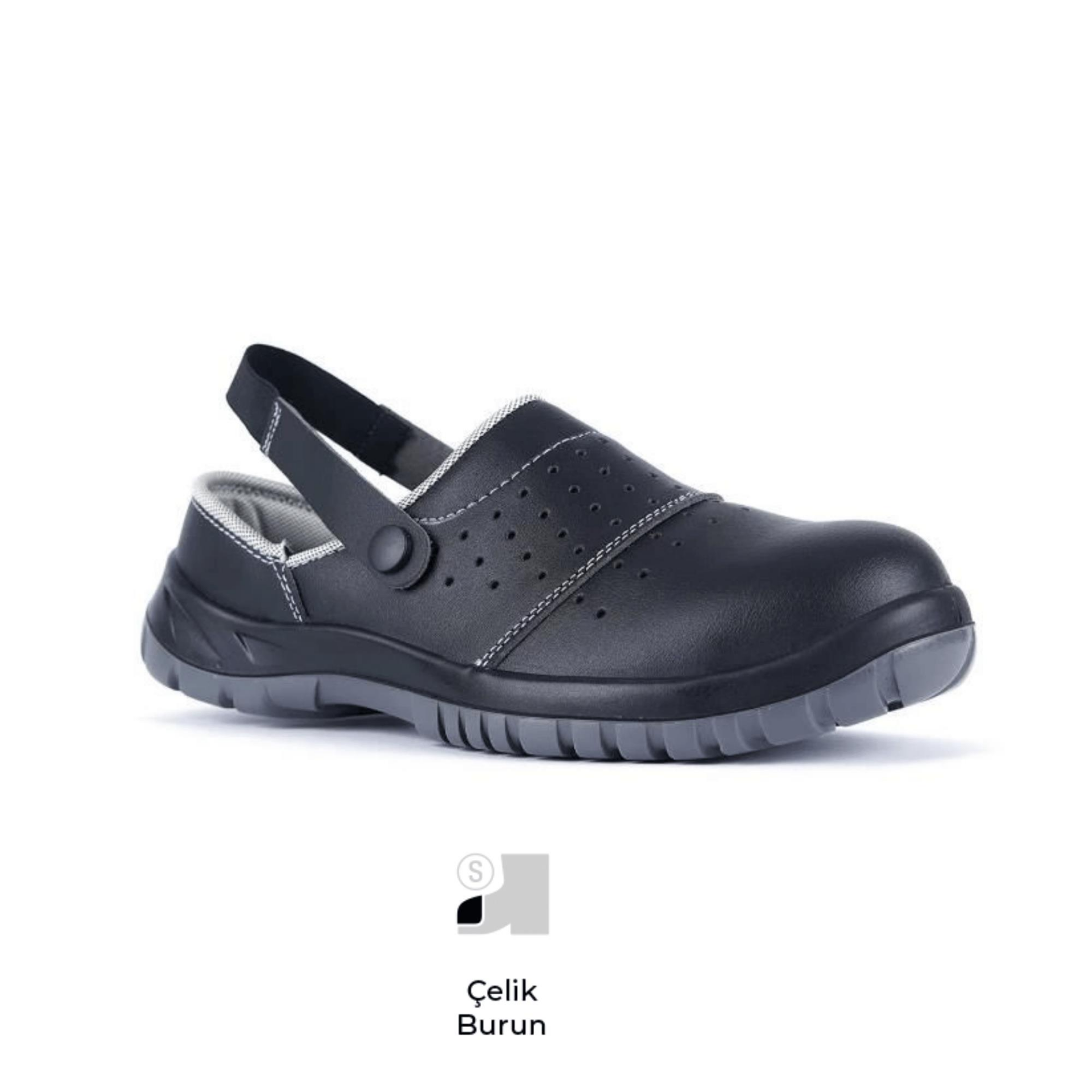 Mekap Pro Slipper 210-03 S1 SRC Siyah Mikrofiber Deri Çelik Burun Sabo İş Terlik Sandalet