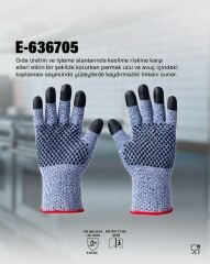 Starline E-636705 Naylon+Likra  15-G Astar Avuç içi Dotlu C Kesilme Dirençli Gıda İş Eldiveni EN 388-3X4XC