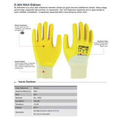 Starline E-301 Nitirl Kaplı Pamuk Astar Montaj Eldiveni EN 388 -2X21X