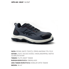 Mekap Pro Gripper GPR-183 S1P Gri Fiberglass Burun Kewlar Ara Taban İş Ayakkabısı