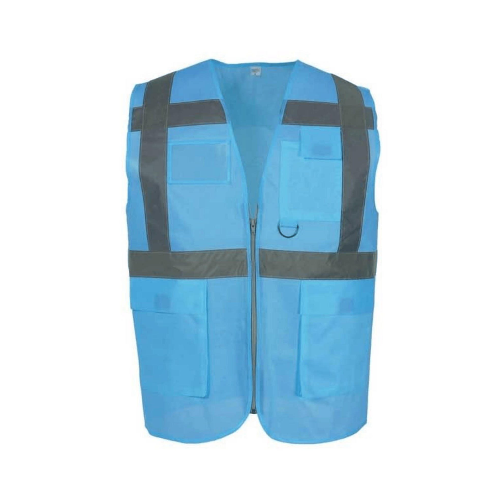 Reflektörlü Hi-Vis Mühendis Yeleği Mavi XL