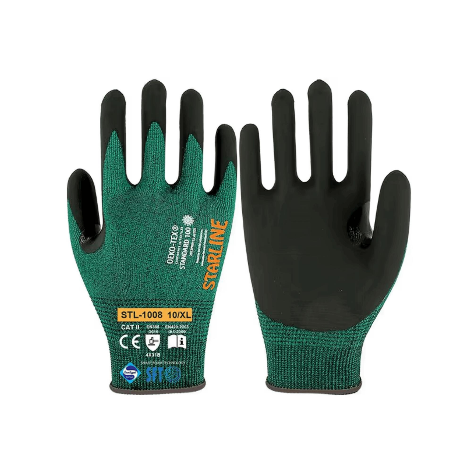 Starline STL-1008 1/2 Köpük Nitril Kaplı Polietilen+Fiberglas Astarlı Ekstra Parmak Arası Kaplı B Kesilmez İş Eldiveni EN388-4X31B