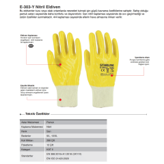 Starline E-302 ¾ Nitirl Kaplı Pamuk Astar Montaj Eldiveni EN 388 -3X11X