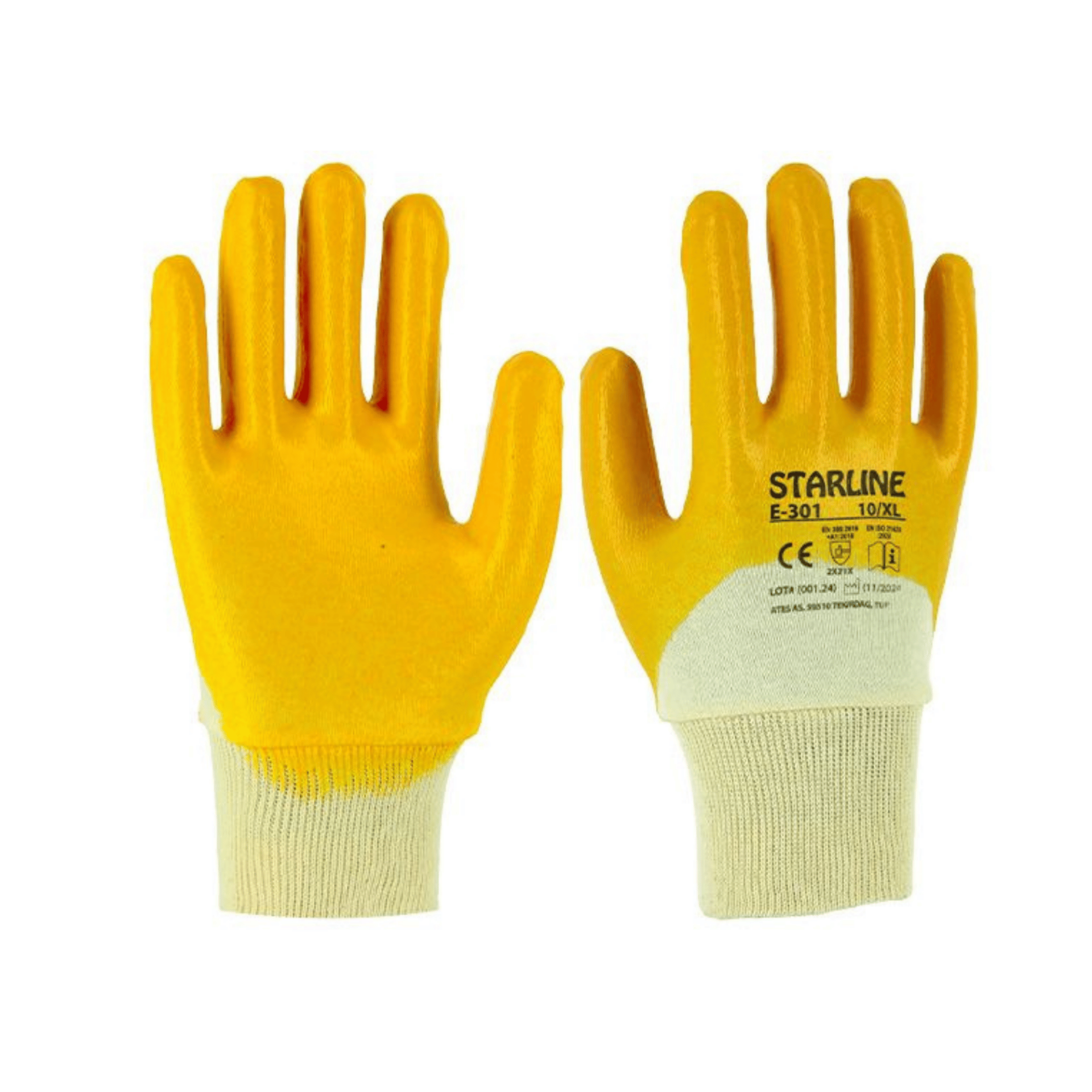 Starline E-301  4/4 Nitirl Kaplı Pamuk Astar Montaj Eldiveni EN 388 -2X21X
