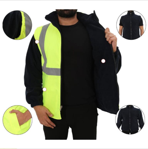 Mevsimce Hİ-VİS Reflektörlü 5+1 Kaban Sarı Lacivert