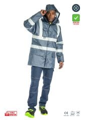 SafeSawa Alaska 5 in 1 Parka Lacivert Reflektörlü %100 Polyester 300D Oxford PU Kaplı