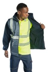 SafeSawa Alaska 5 in 1 Parka Lacivert Reflektörlü %100 Polyester 300D Oxford PU Kaplı