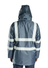 SafeSawa Alaska 5 in 1 Parka Lacivert Reflektörlü %100 Polyester 300D Oxford PU Kaplı