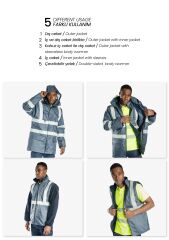 SafeSawa Alaska 5 in 1 Parka Lacivert Reflektörlü %100 Polyester 300D Oxford PU Kaplı