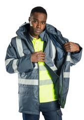 SafeSawa Alaska 5 in 1 Parka Lacivert Reflektörlü %100 Polyester 300D Oxford PU Kaplı