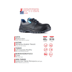 Mekap Pro Jüpiter 101 S1P SRC Baskılı Deri Çelik Burun Çelik Ara Taban İş Ayakkabısı