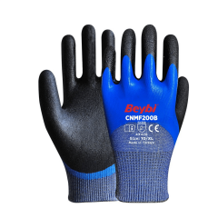Beybi CNMF200B 3/4 Mikro Köpük Nitril HDPE 13G Astar B Kesilme Dirençli İş Eldiveni EN388 4X42B
