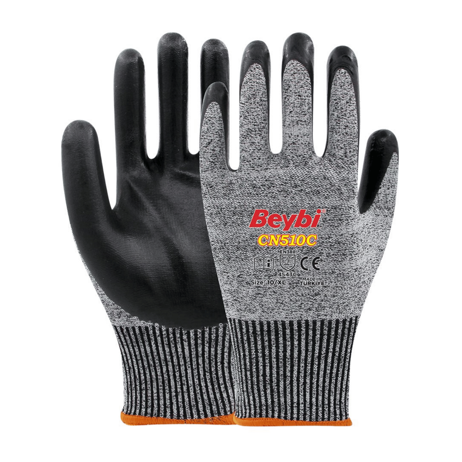 Beybi CN510C 1/2 Nitril Kaplı HDPE 13G Astar C Kesilme Dirençli İş Eldiveni EN388 4543C