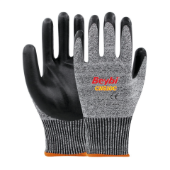 Beybi CN510C 1/2 Nitril Kaplı HDPE 13G Astar C Kesilme Dirençli İş Eldiveni EN388 4543C