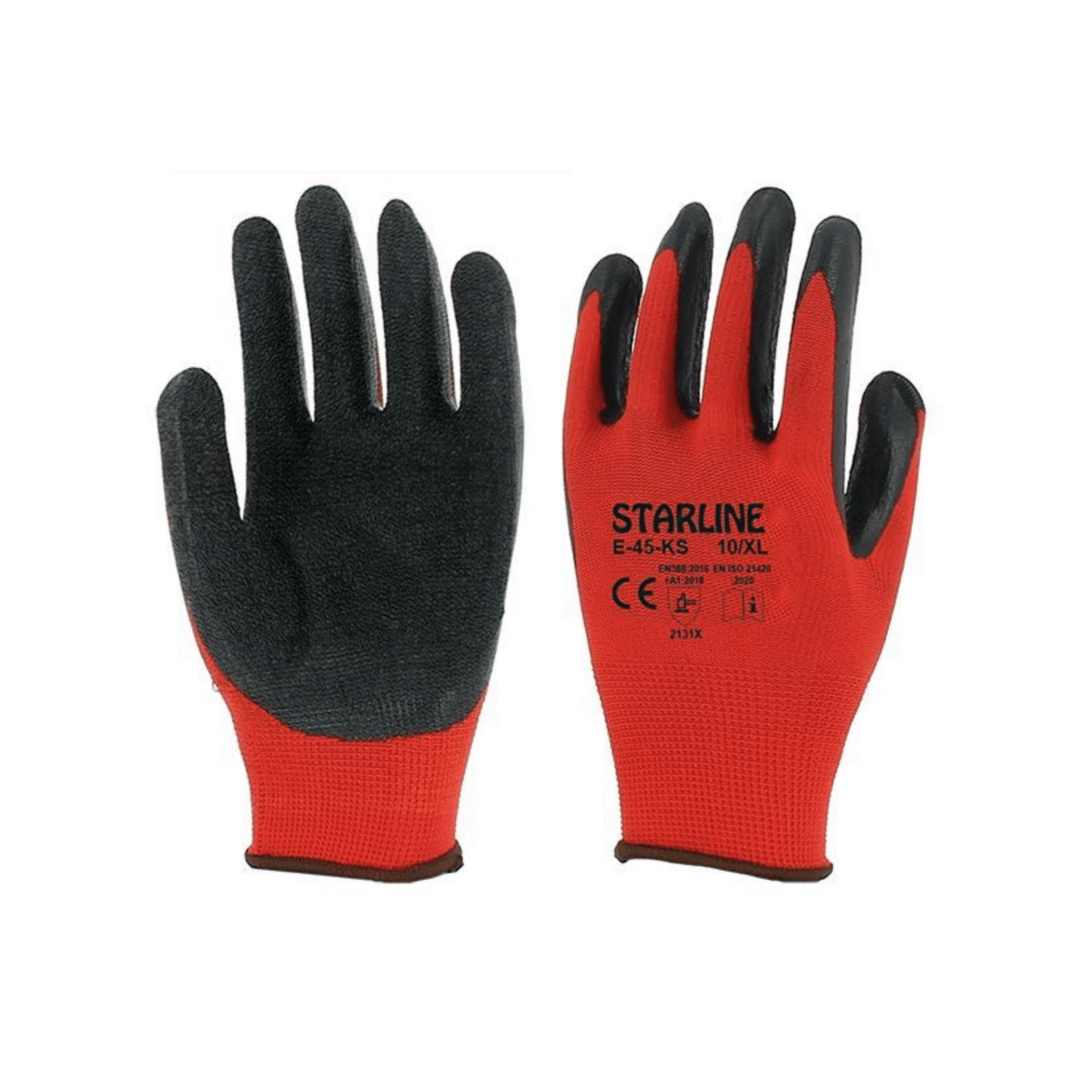 Starline E-45-KS 1/2 Lateks Kaplı Polyester Astarlı İş Eldiveni EN388-2131X