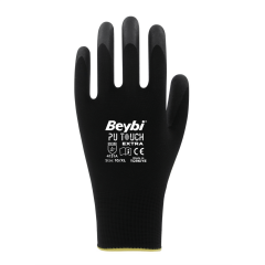 Beybi Pu Touch Extra 1/2 PU (Poliüretan) Kaplı Naylon Astar (Denye Gauge) A kesilme Dirençli İş Eldiveni EN388 4131A