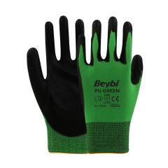 Beybi Pu Green 1/2 PU (Poliüretan) Kaplı Polyester Astar  İş Eldiveni EN388 2110X