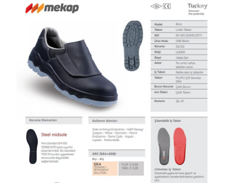 Mekap Pro Bora 096 S3 SRC Vidala Deri Çelik Burun Çelik Ara Taban Kaynakçı İzabeci İş Ayakkabısı